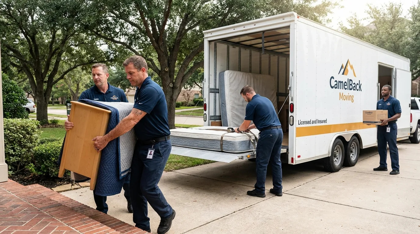Crew loading residential truck for cross-state move from Woodbridge, VA